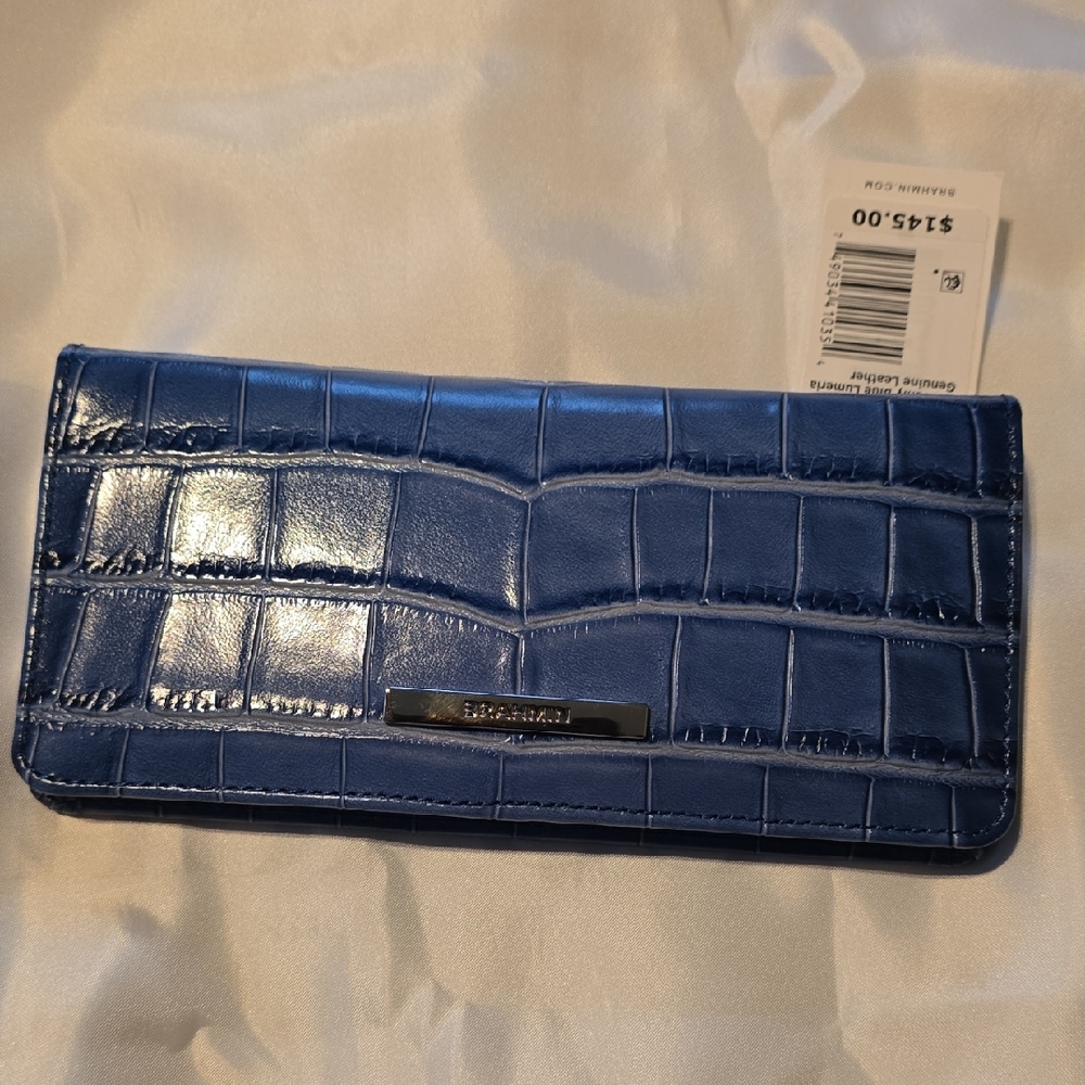 Brahmin Navy Croc-Embossed Wallet